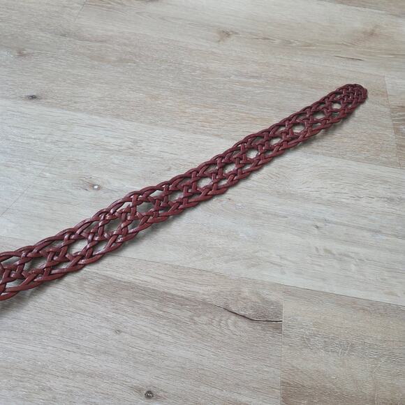 Vintage Taiwan R.O.C. Brown Leather Braided Belt Large Western Retro Festival main image 7